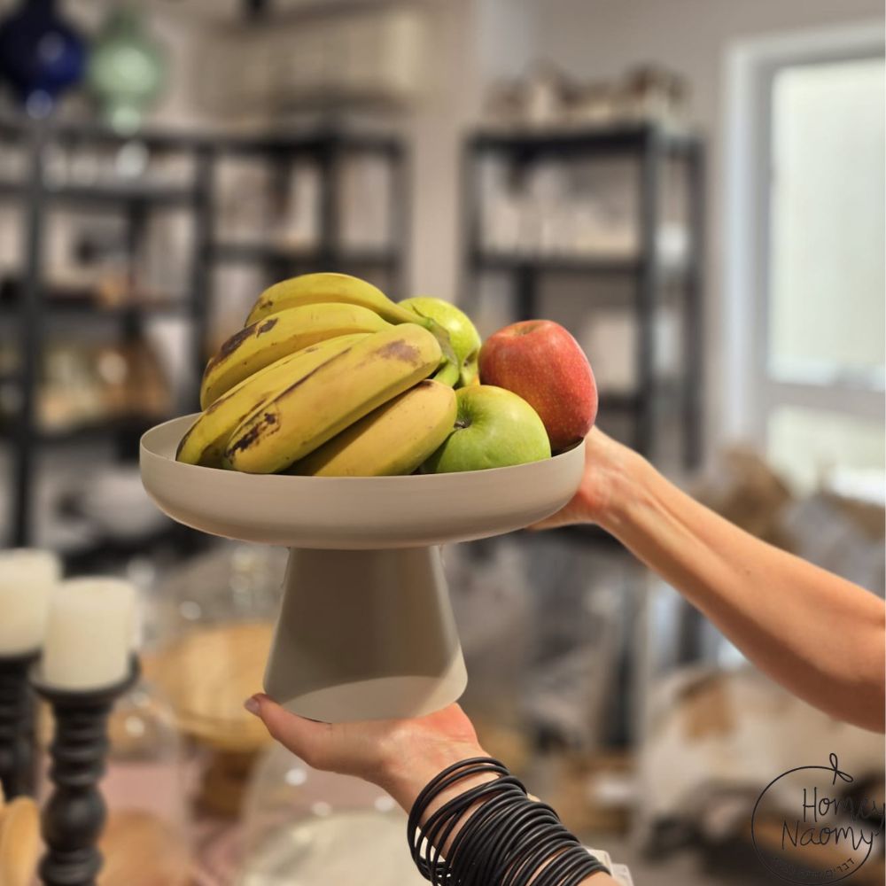 קערה על רגל ממתכת באפור